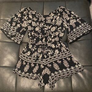 Black & White Floral Romper